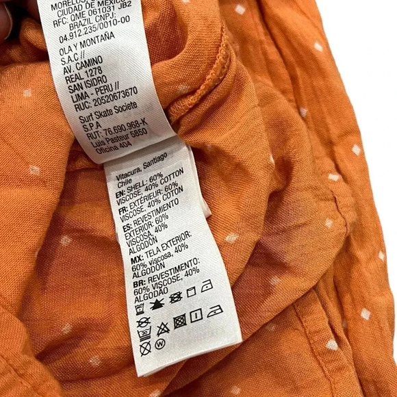 Roxy Orange Polka Dot Button Front Jumpsuit M - Picture 5 of 5